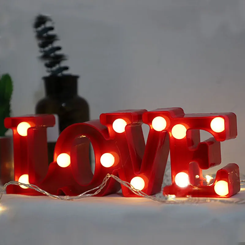 Светодиодный светильник в форме романтической любви, украшение на День святого Валентина, Ночной светильник, подарок на день Святого Валентина, знак любви, ночник, светильник s красный/белый - Цвет: Красный