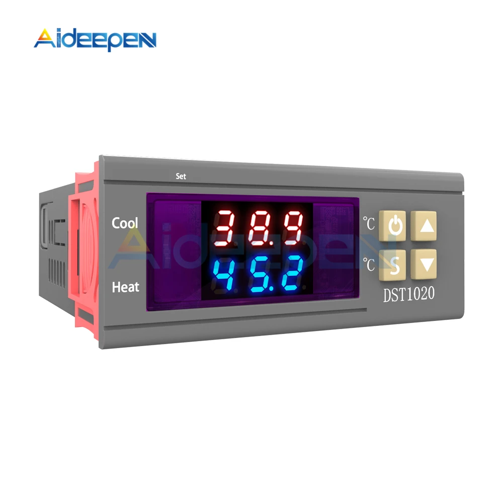 

DST1020 DC12V -72V Dual Display Digital Thermostat Temperature Controller DS18B20 Waterproof Sensor Replace STC-1000 12V 24V