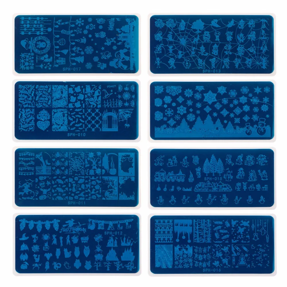 

12.5x6.5cm Nail Art Image Stamping Plates Manicure Template Tool Christmas Halloween Theme 8 Design