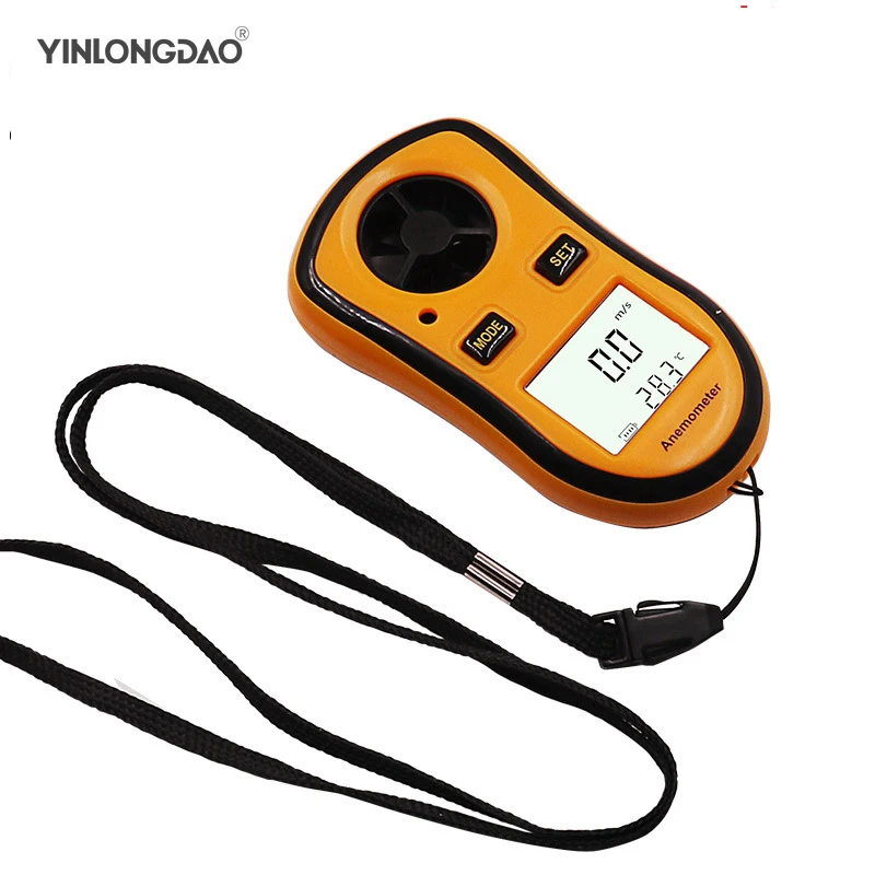 

YINLONGDAO Mini Digital Anemometer Wind Speed Meter Thermometer Temperature Tester LCD Backlight Display