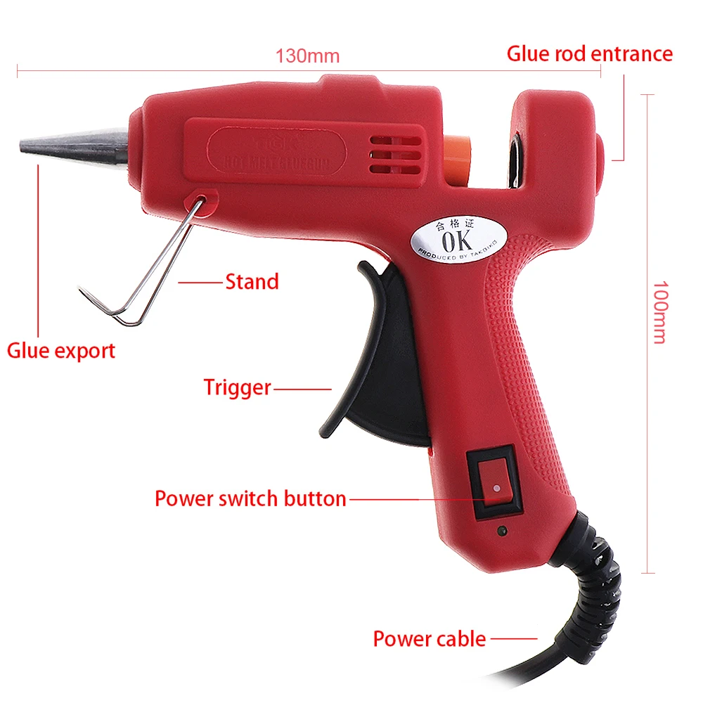 TGK 100~ 240 В 25 Вт термоплавкий клеевой пистолет с 10 шт. 7 мм x 190 мм прозрачный термоплавкий пистолет клеевые палочки нагревательный инструмент для ремонта