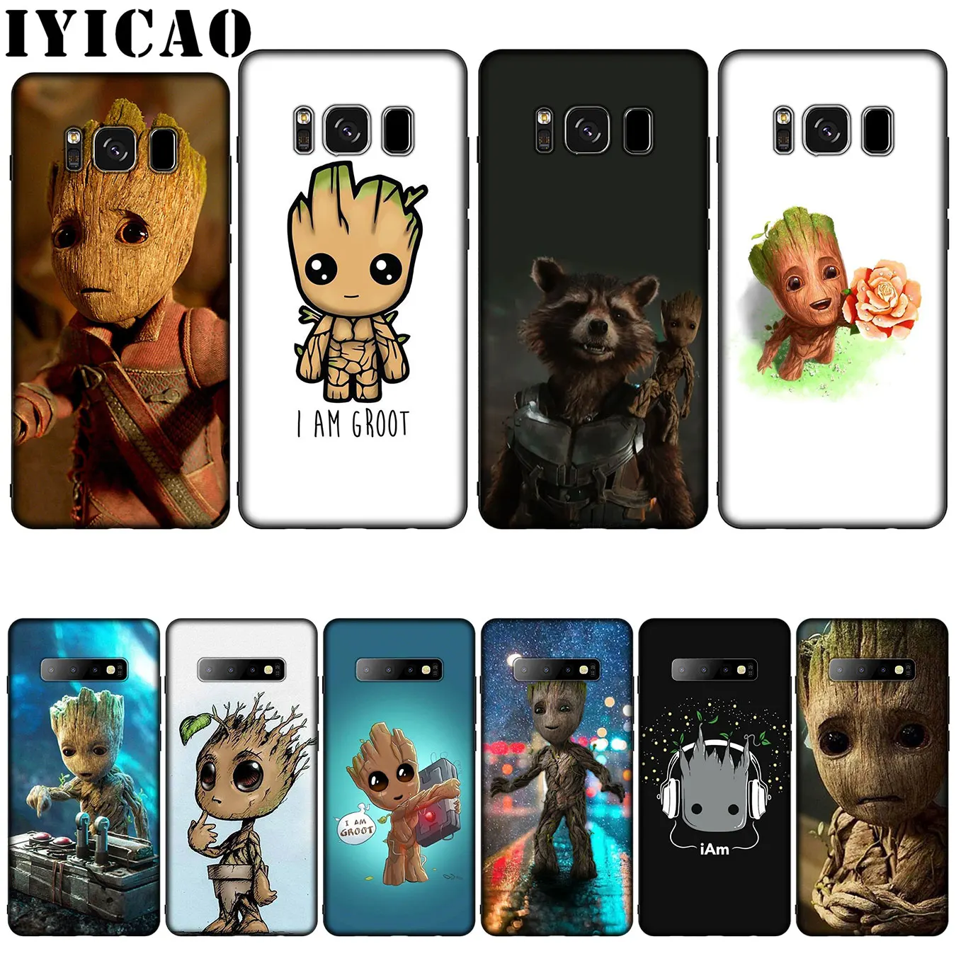 

IYICAO Guardian Rocket Raccoon Groot Treeman Silicone Soft Phone Case for Samsung Galaxy S10 S9 S8 Plus S6 S7 Edge S10e E Cover