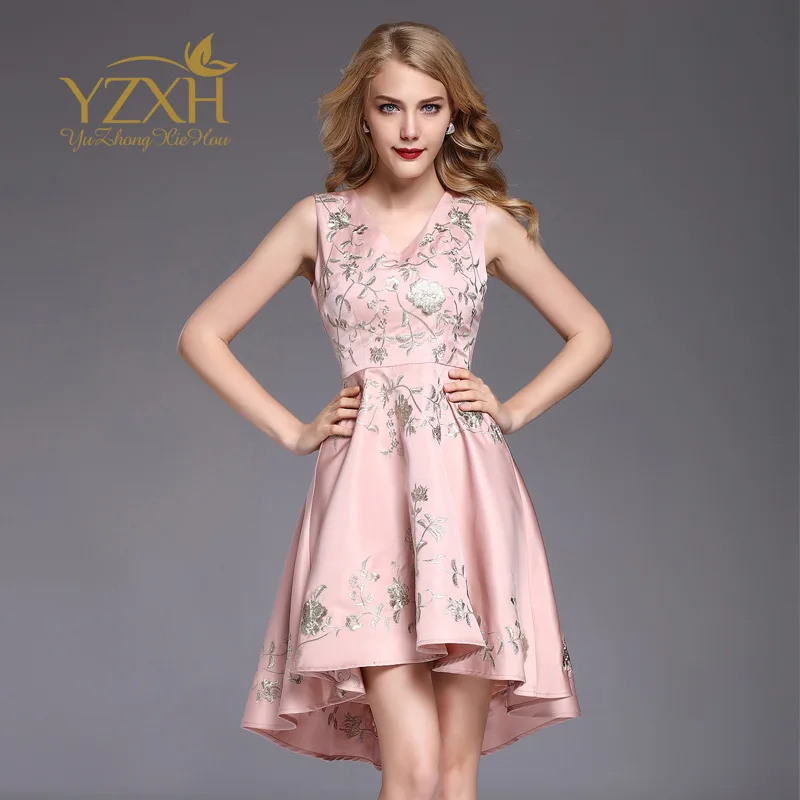 Европейский станция 2017 лето новый стиль рукавов вышитые круглым воротом dress
