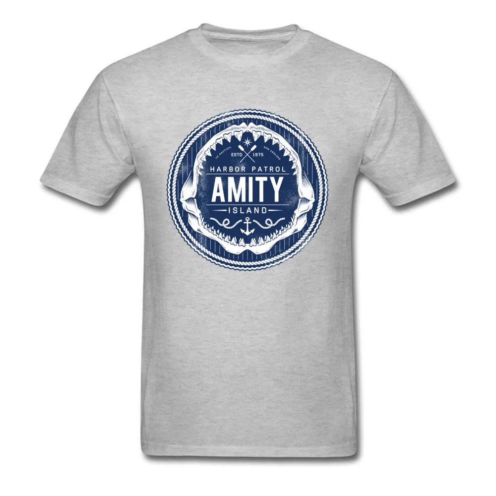 amity island harbor patrol 5997 Funny Men T-Shirt Round Collar Short Sleeve Pure Cotton Tops Shirts Customized Tee-Shirts amity island harbor patrol 5997 grey