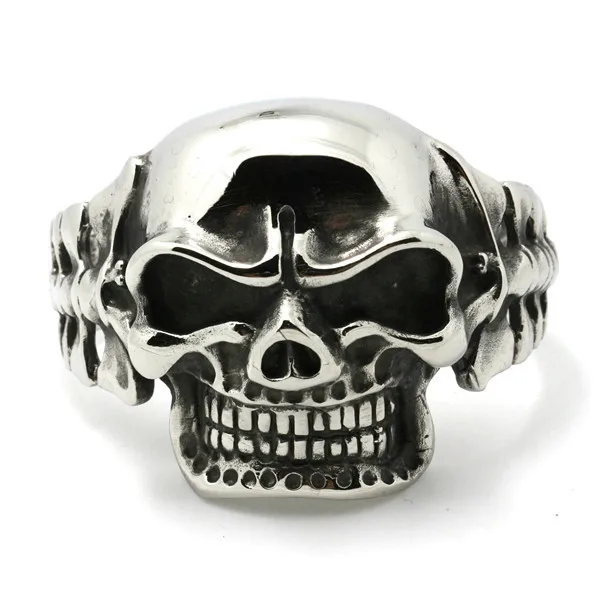 Enorme Pesado Masculino Meninos 316l Aço Inoxidável Legal Punk Gótico Grande Demônio Crânio Biker Bangle Novo &