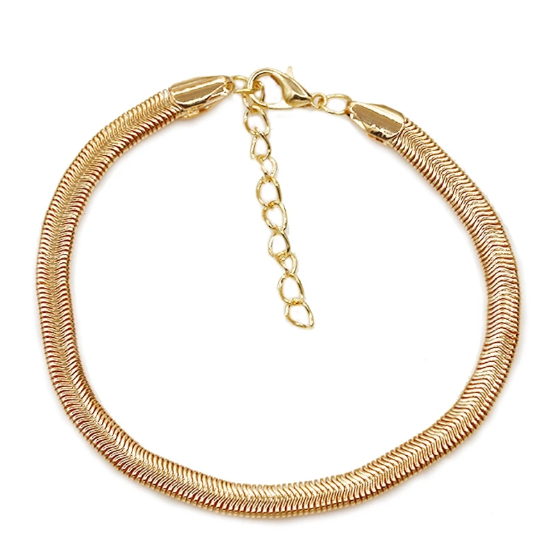 SHUANGR Classic Handcrafted Solid Silver Gold Snake Bracelet Anklet