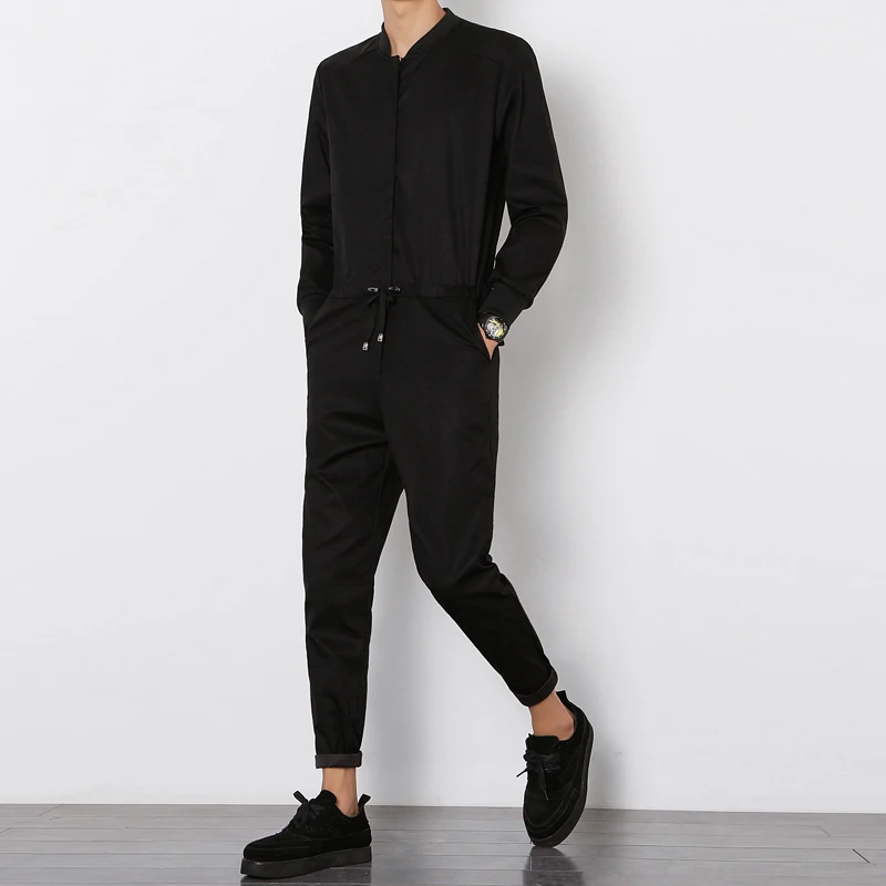Male Elegant Cool Overalls Slim Fit Harem Pants Mens Jumpsuit Fashion