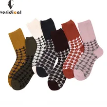VERIDICAL, 5 пар/лот, женские носки, хлопковые короткие носки в ломаную клетку, skarpetki, свободные носки для диабетиков, японский Южно-корейский стиль, harajuku