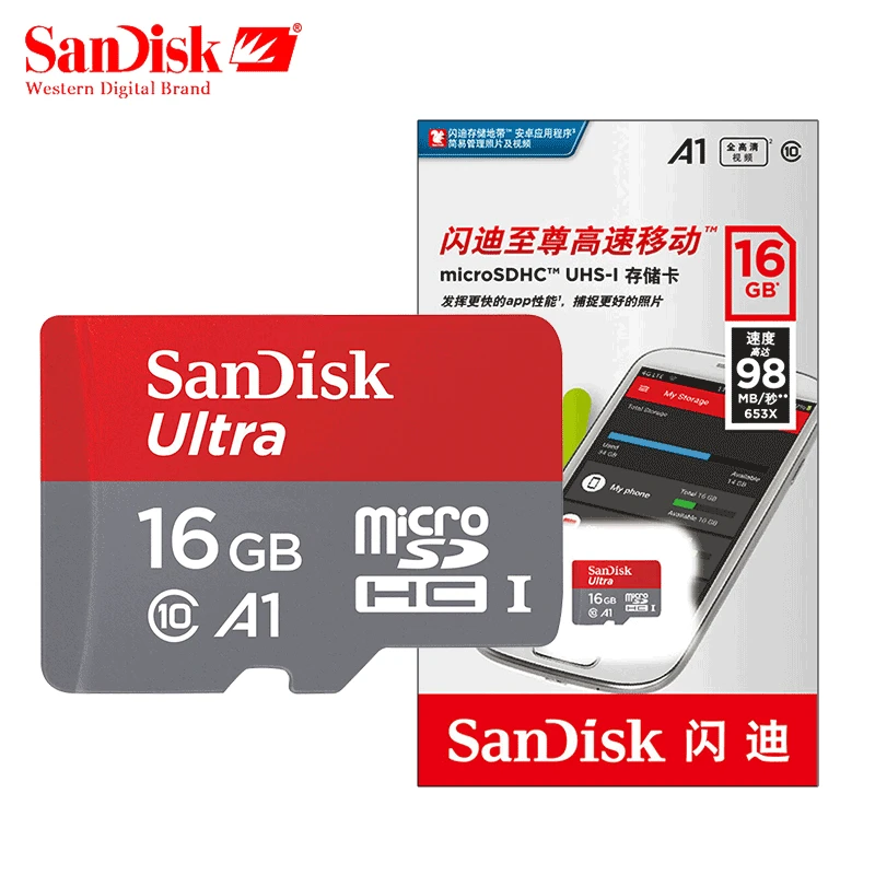 Карта памяти SanDisk A1 Micro SD, 16 ГБ, 32 ГБ, 64 ГБ, 128 ГБ, MicroSD, 100 м/с Uitra C10, TF карта, 200 ГБ, 256 ГБ, 400 ГБ, cartao de memoria