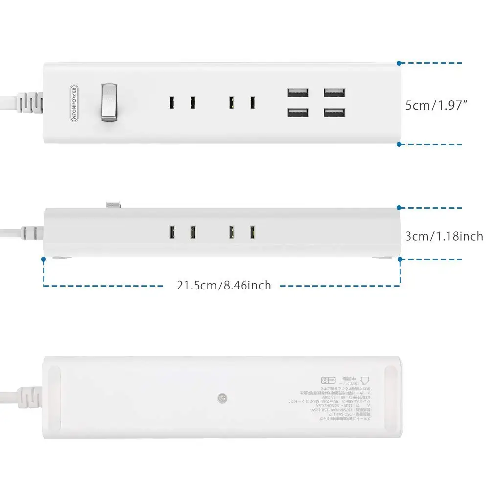 Японская штепсельная вилка NTON POWER с зарядным устройством USB 4 порта