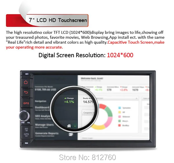 Top New 7" Double 2 Din Android 6.0.1 Universal Car Radio Quad Core 1024*600 HD Car GPS Navigation Auto Stereo Head Unit Car PC 8