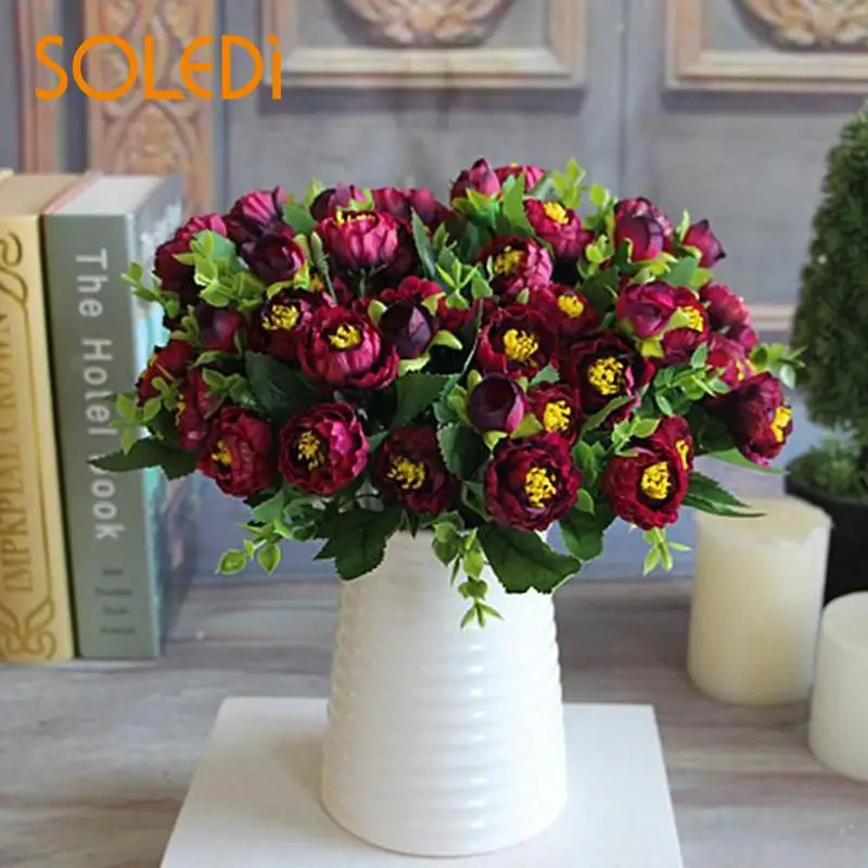 

Artificial Rose Spring 15 Flower Heads Tea Rose Magnolia Peony Bouquet Decor Arrangement Rose SilkPearl Christmas