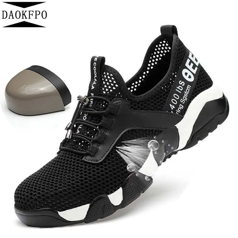 

DAOKFPO New Men's Steel Toe Work Safety Shoes Construction Protective Footwear Breathable Anti-smashing Anti-puncture Non-slip