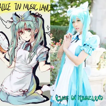 

Alice in Musicland Vocaloid Hatsune Miku Apron Dress Uniform Maid Outfit Cosplay Costume