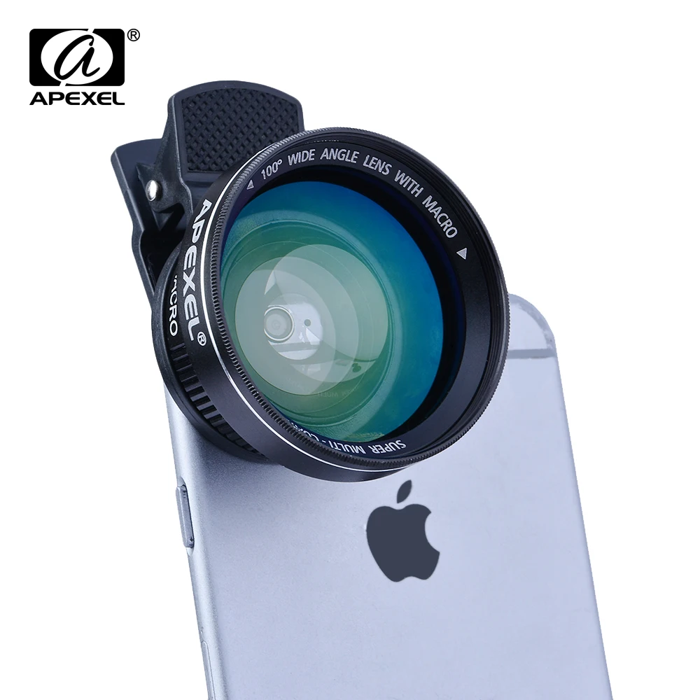 bilder für APEXEL 2 in 1 Professionelle HD Kamera Objektiv Kit 0.63x BREITE MAKRO-OBJEKTIV für iPhone SE 6 s Plus Samsung Galaxy S7, S6 und Handys bilder für APEXEL 2 in 1 Professionelle HD Kamera Objektiv Kit 0.63x BREITE MAKRO-OBJEKTIV für iPhone SE 6 s Plus Samsung Galaxy S7, S6 und Handys