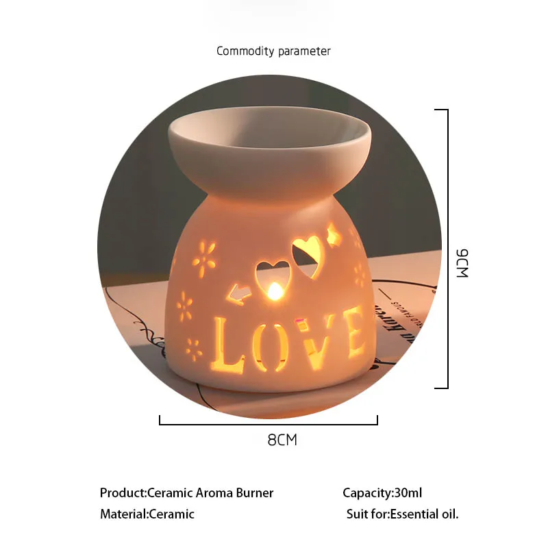 30 мл креативное керамическое полое серце любви ароматерапия диспенсер печь горелка свеча Отопление звезда Эфирное масло Арома лампа