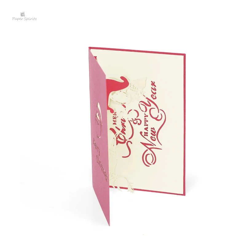  PAPER SPIRITZ Christmas deer 3D laser cut paper pop up card with blank envelope invitations greetin - 32893641284