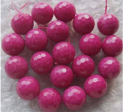 

Free shipping >>@ >819 Rose Red jade Faceted Round Beads 15.5