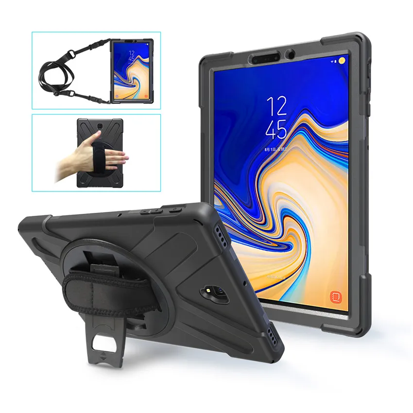 Для samsung Galaxy Tab S4 10,5 T830 T835 T837 детский безопасный противоударный сверхпрочный силиконовый+ PC чехол-подставка с ремешком на запястье+ плечевой ремень
