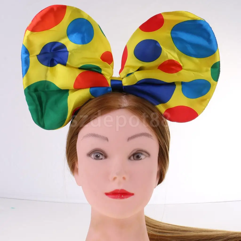 

2pcs Christmas Festive Polka Dots Clown Hat Headband Circus Jester Costume Fancy Dress Party Hairband Props