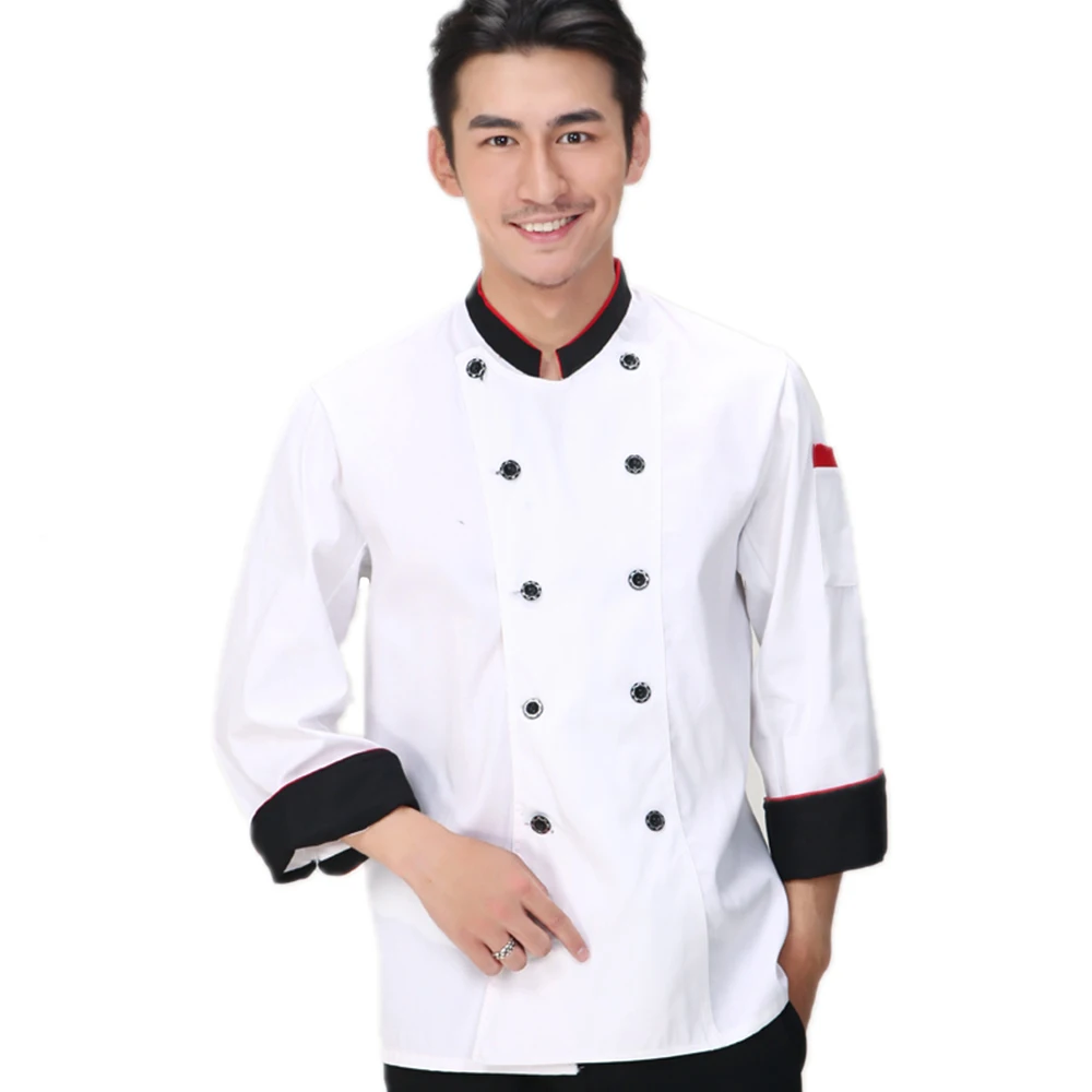 White Double Breasted Kitchen Chef Jacket Uniforms Full Sleeve