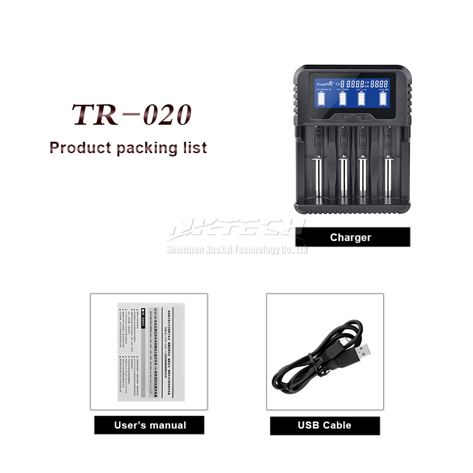 TrustFire TR-020 18650 Battery Chargers USB Power Bank QC3.0 Capacity//Volt//Temp