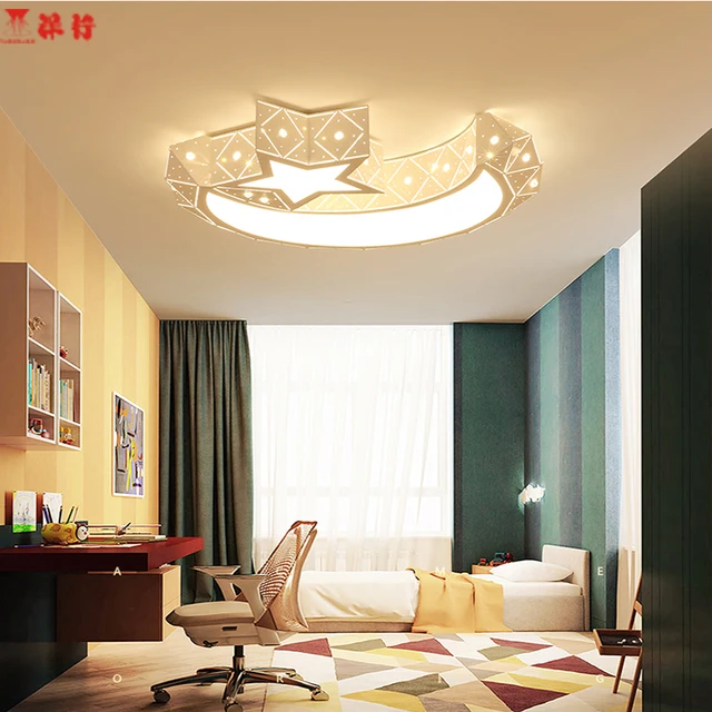 Online Creative Star Half Moon Led Ceiling Light 85 265v 24w Creative Star Half Moon Led Ceiling Light 85 265v 24w Child Baby Room Lights Lamps Bedroom Decoration