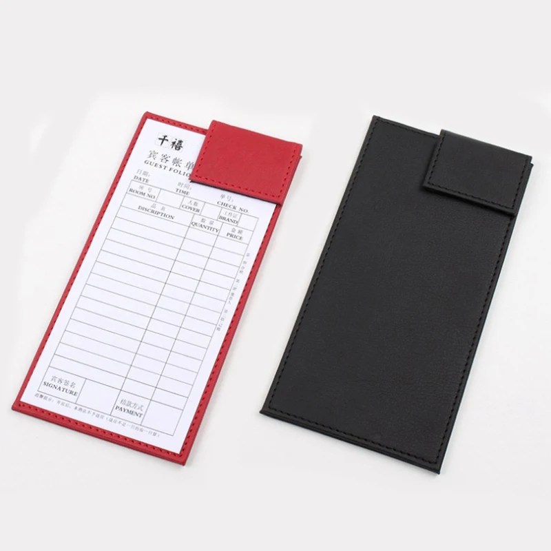 18x9cm pu leather receipt holder clip checkbook cover small
