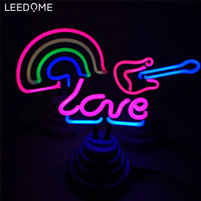 

Leedome LOVE Led Neon Sign Rainbow Guitar Neon NightLight Colorful Lighting For Home Decor Party Lumious Lamp DC5V USB Power Led