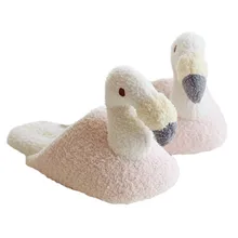 Cute Flamingos Shape Home Slippers Women Indoor Shoes For Bedroom House Adult Guest Warm Winter Soft Bottom Flats
