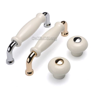 

European Luxury 2PCS Ceramic Kitchen Cabinet Door Handles Thicken Cupboard Wardrobe Drawer Wine Cabinet Pulls Handles and Knobs