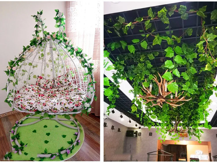 CHENCHENG 1 шт 260 см поддельные растения имитация винограда листья из ротанга зеленый лист настенный потолок подоконник забор украшения