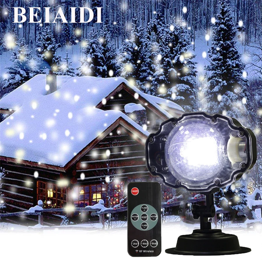 

BEIAIDI Waterproof Snowfall Projector Outdoor Moving Snowfall Christmas Projector Lamp LED Stage Light For Holiday Party Garden