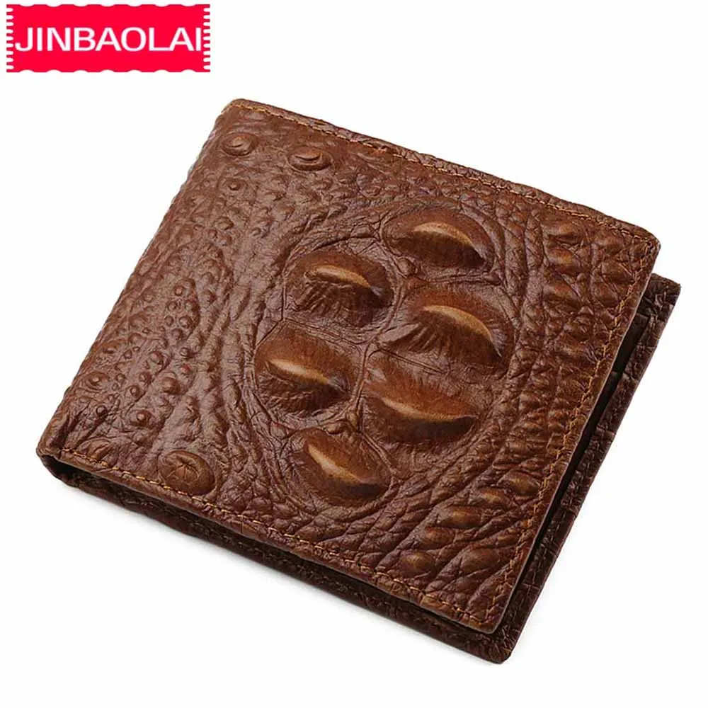 Бумажники JINBAOLAI мужские из натуральной коровьей кожи модные короткие кошельки с