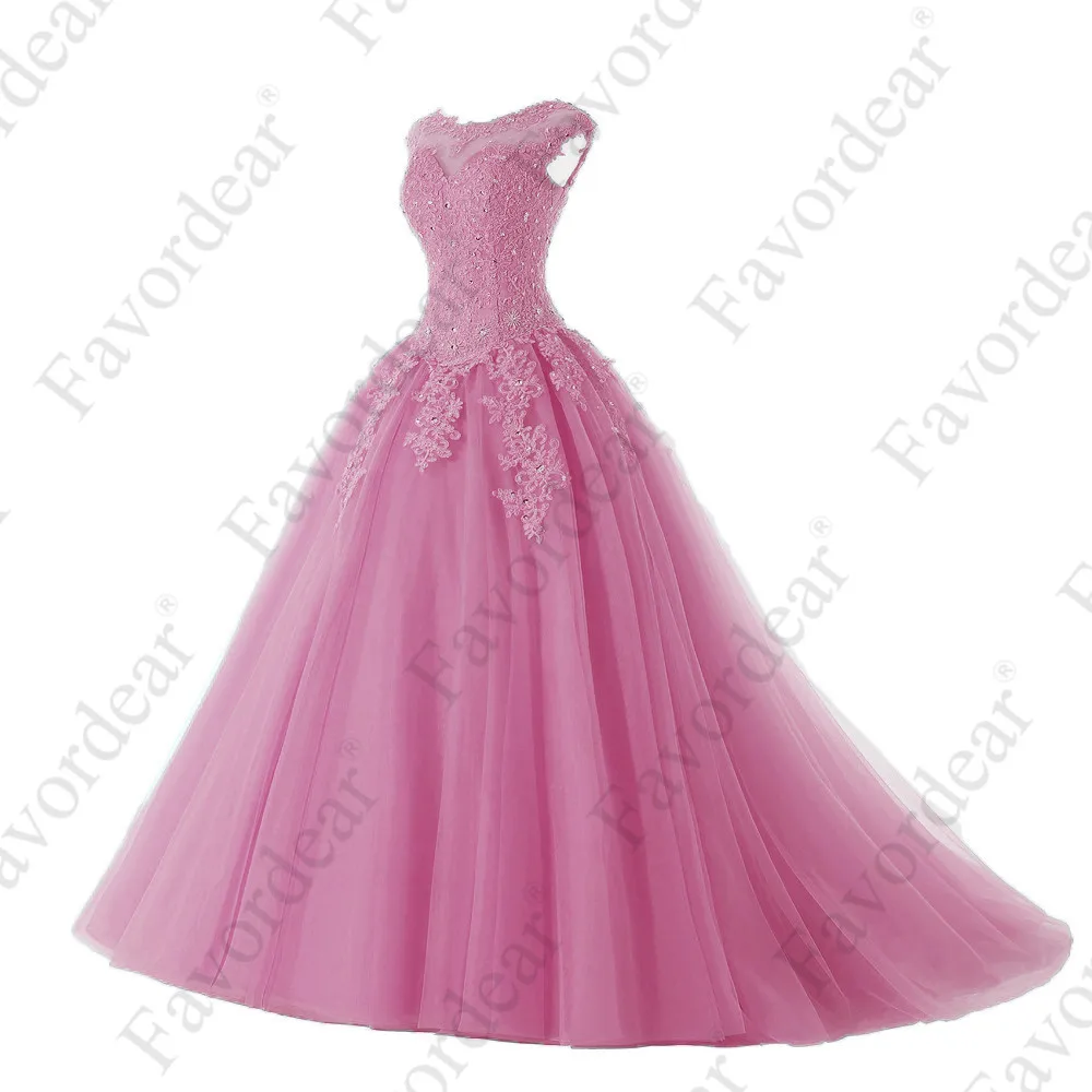 Favordear Quinceanera Бисер сладкий 16 платье Vestidos De 15 Anos Кепки рукавом Бирюзовый Вино Quinceanera платья вечерние платье - Цвет: BLF-32-blush