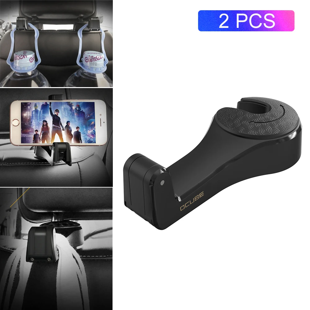 2Pcs/Set Car Headrest Hanger Hook + Back Seat Phone Holder in Mobile