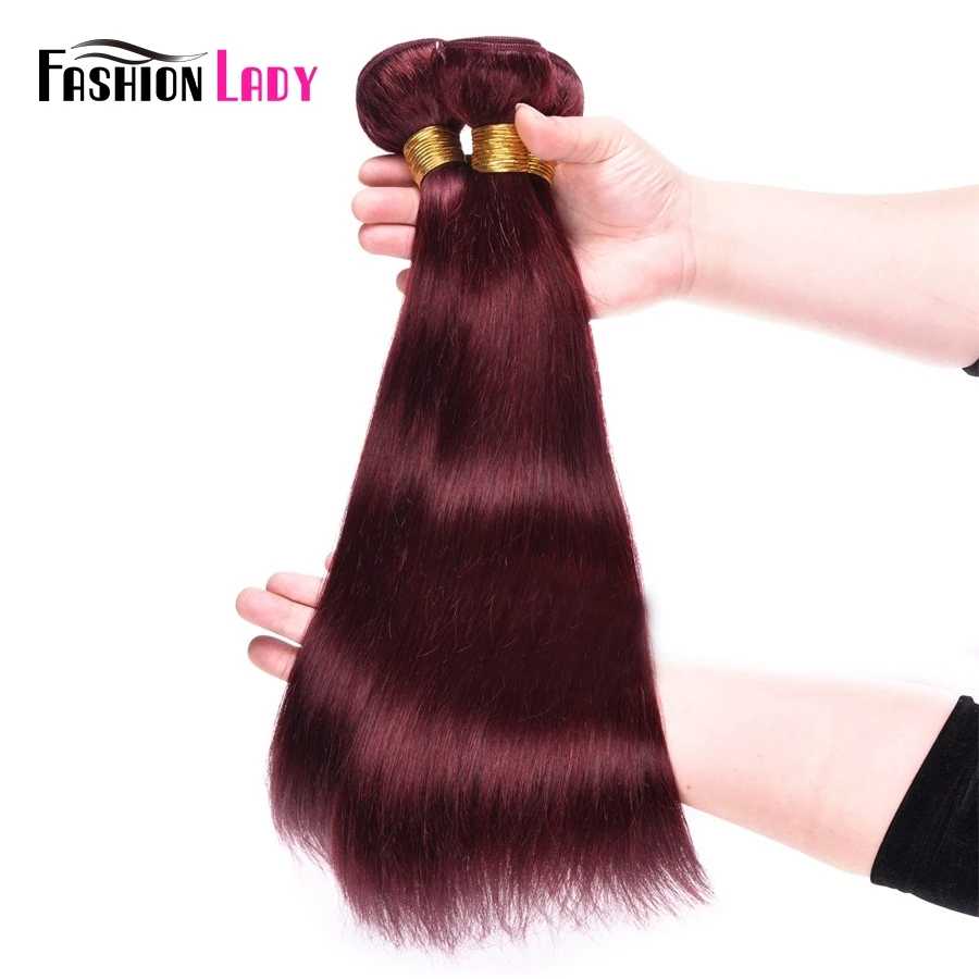 

Fashion Lady Pre-colored Brazilian Hair Weave Bundles 99j Straight Hair Human Hair Bundles 1 3 4Piece Hair Weaving Non-remy