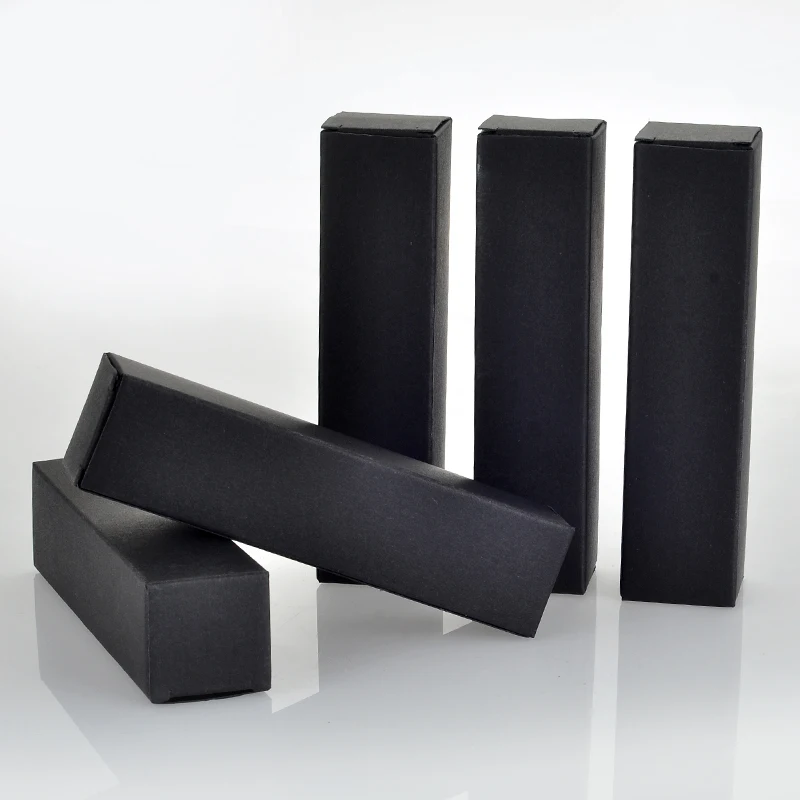 

Wholesale 100 Pieces /Lot 25*25*110MM Black Paper Boxes For Perfume Packaging