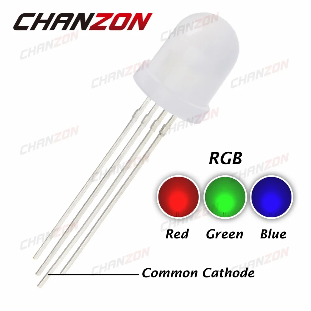 50pcs 8mm LED Diode 4pin Diffused RGB Common Cathode LED Lights Lamp