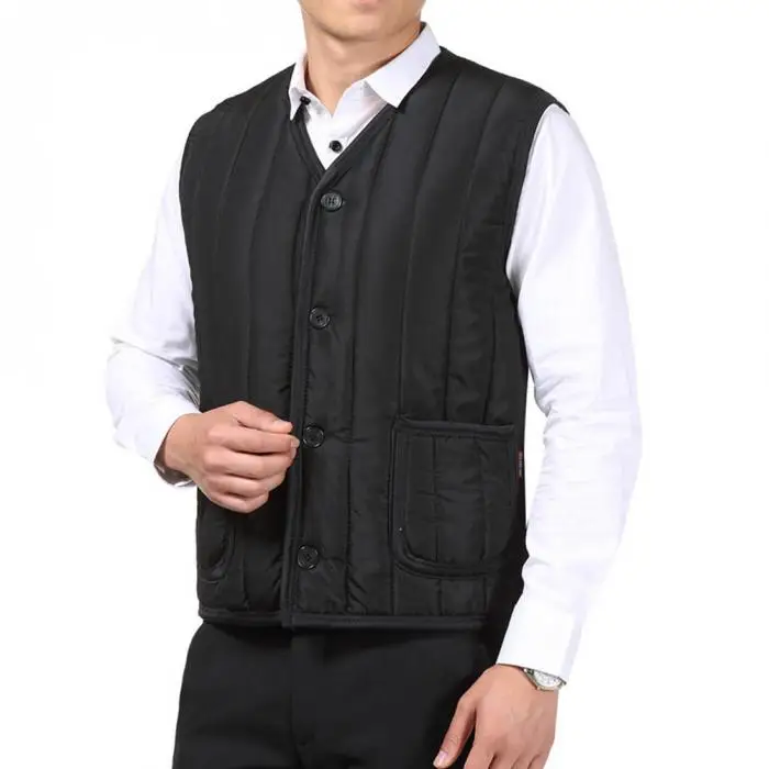 Newly Fashion Men Father Dads Fleece Vest Coat Striped Winter Warm Waistcoat Vest Tops m99