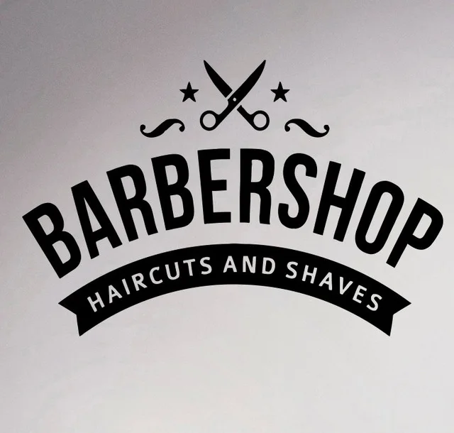 Barbershop Emblem Wall Sticker Logo Hairdressing Salon Vinyl Decal Hairstyles Home Interior Decor Art Murals Window Stickers
