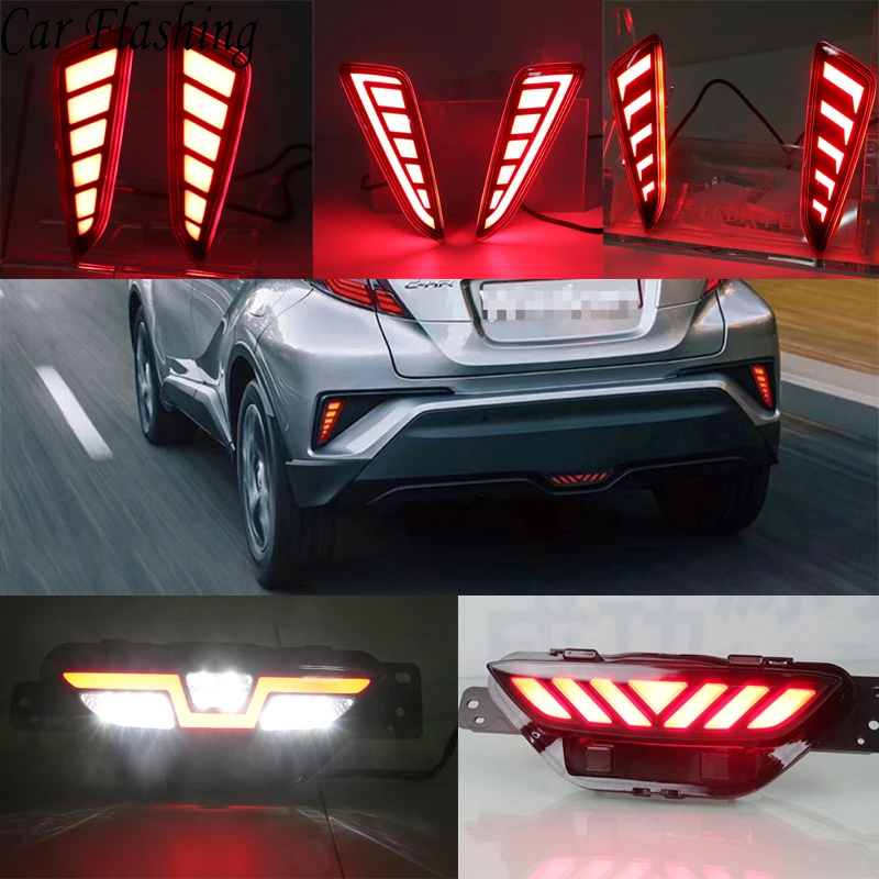 Автомобильный мигающий 1 комплект для Toyota C-HR CHR Многофункциональный светодиодный фонарь-отражатель задний противотуманный фонарь задний бампер тормозной светильник