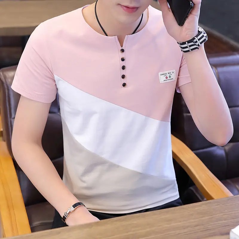 

O Neck Casual T-Shirts Summer Solid Color Cotton Slim Fit Men Tees Tops Basic Style Fitness Men's Short Sleeve TShirt