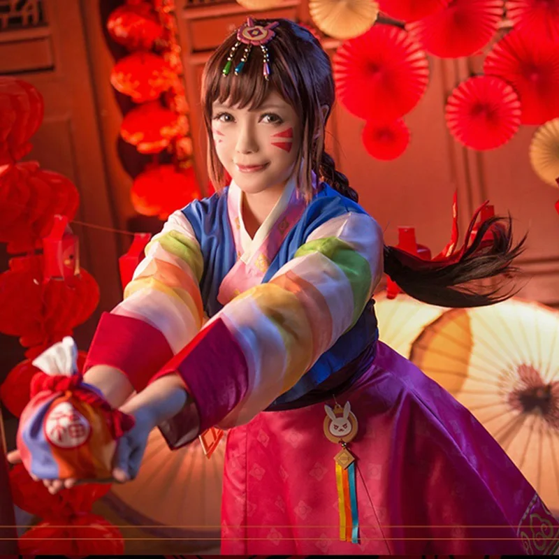UWOWO D.VA костюмы для косплея DVA новый год корейский Hanbok женские OW косплей