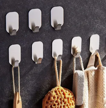 

ZUNTO 8PCS/Set Wall Hook For Bathroom Kitchen Bag Towel Key Clothes Coat Holder 304 Stainless Steel Robe Hook Self-adhesive