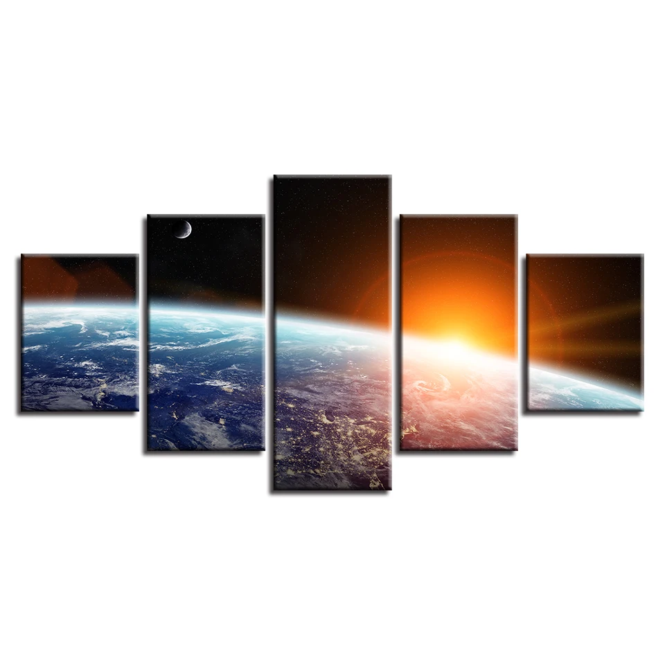 

Abstract Art Framework Modular Canvas Paintings 5 Pieces Planet Earth Light Pictures Poster HD Prints Decor For Living Room Wall