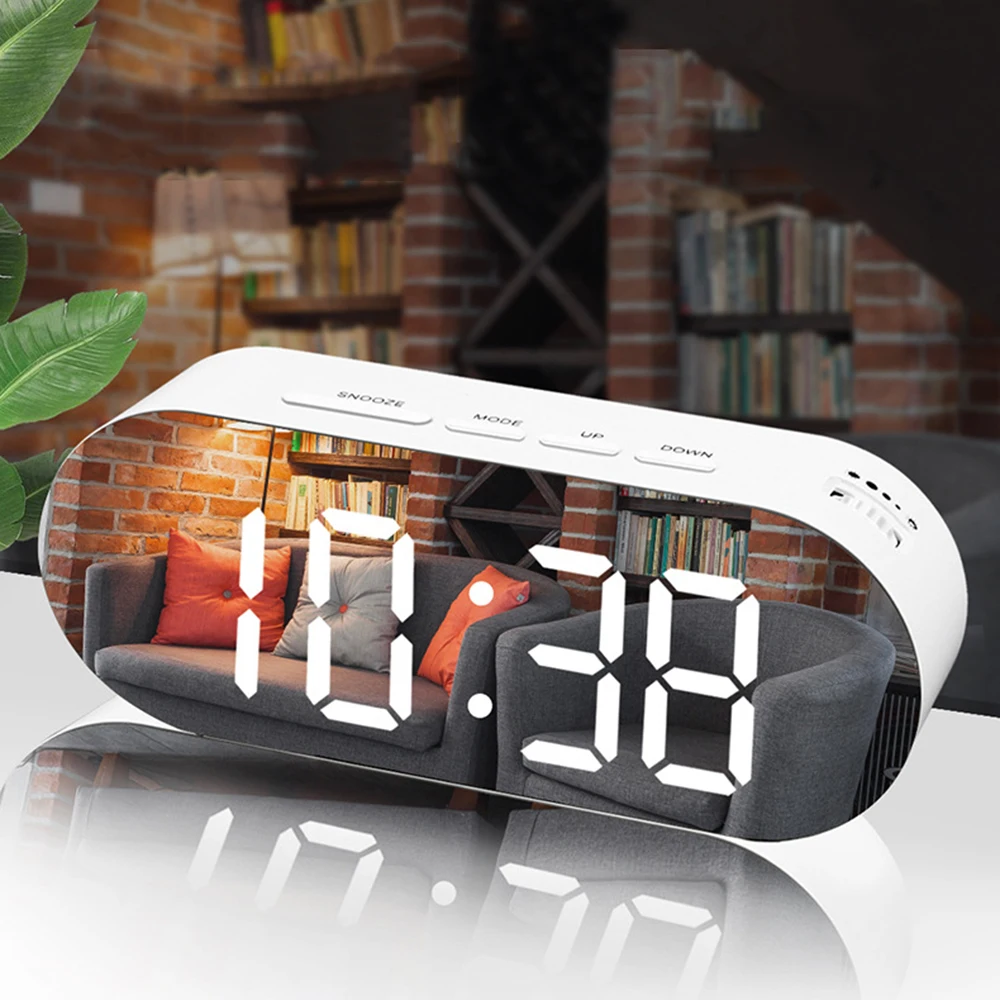 Зеркальные часы светодиодный домашний светодиодный Настольные Цифровые Часы температурный дисплей электронные часы настольные с термометром умные настольные часы - Цвет: 1