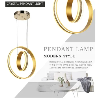 

Gold Rings crystal Ceiling led lamp Indoor droplight Modern LED hanging ceiling Lamp led For Living Dining Home Decoration