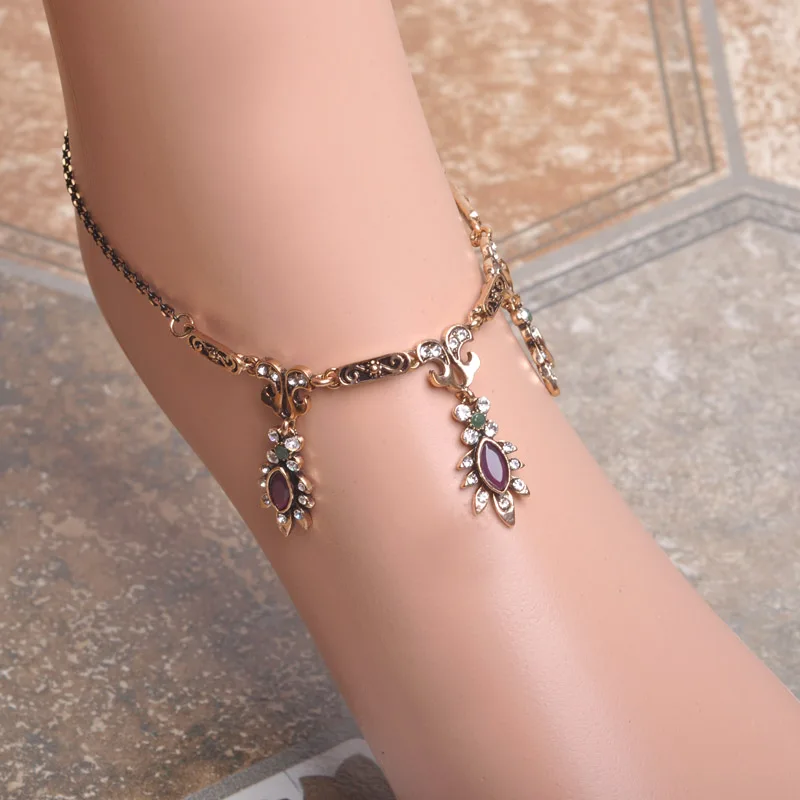 Turkish Anklets Colorful Acrylic Flower Ankle Bracelet Cheville Barefoot Sandals Women Foot Jewelry Foot Bracelet Chain