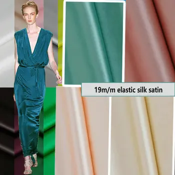 

108CM 19m/m Elastic Silk Charmeuse Satin Fabric for Silk Dress HL298